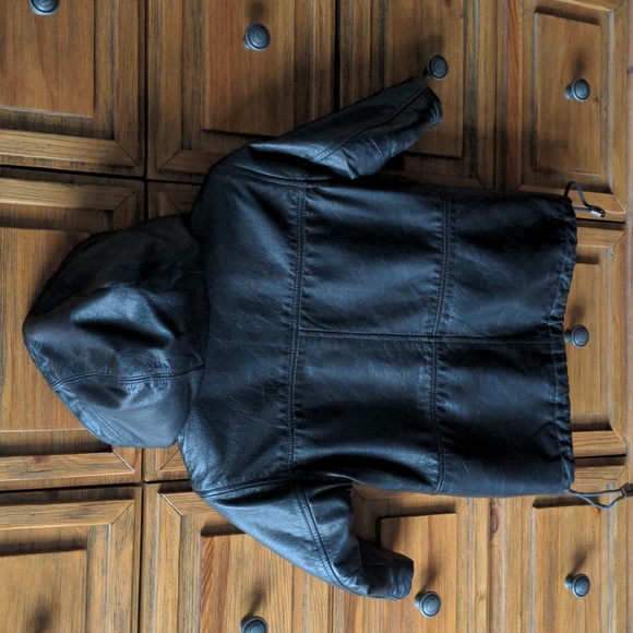 Danier Kids Genuine Leather Jacket, Lined Wool Blend, Fall Winter, Hooded - Picture 3 of 8